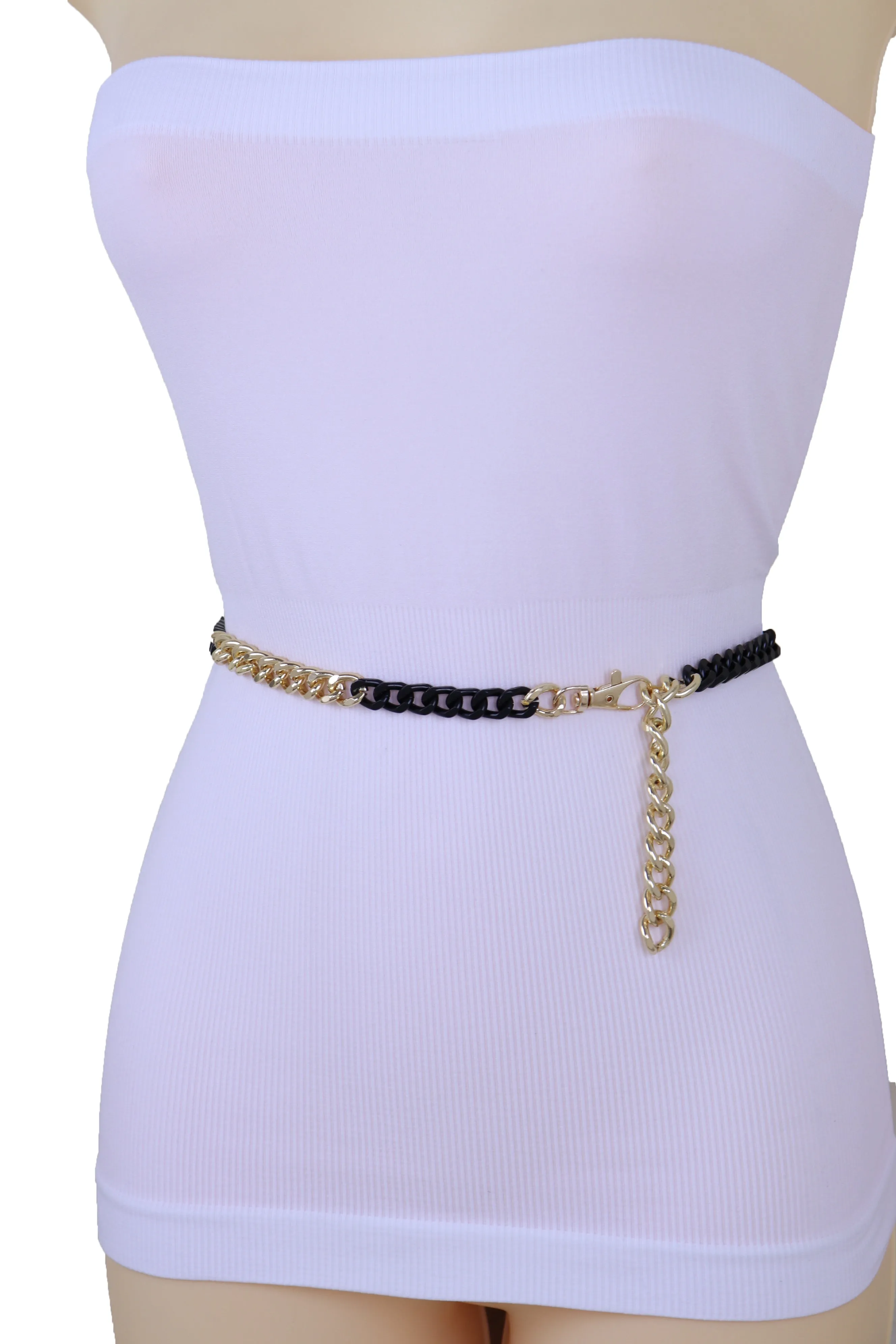 Two-Toned Skinny Metal Chain Link Belt