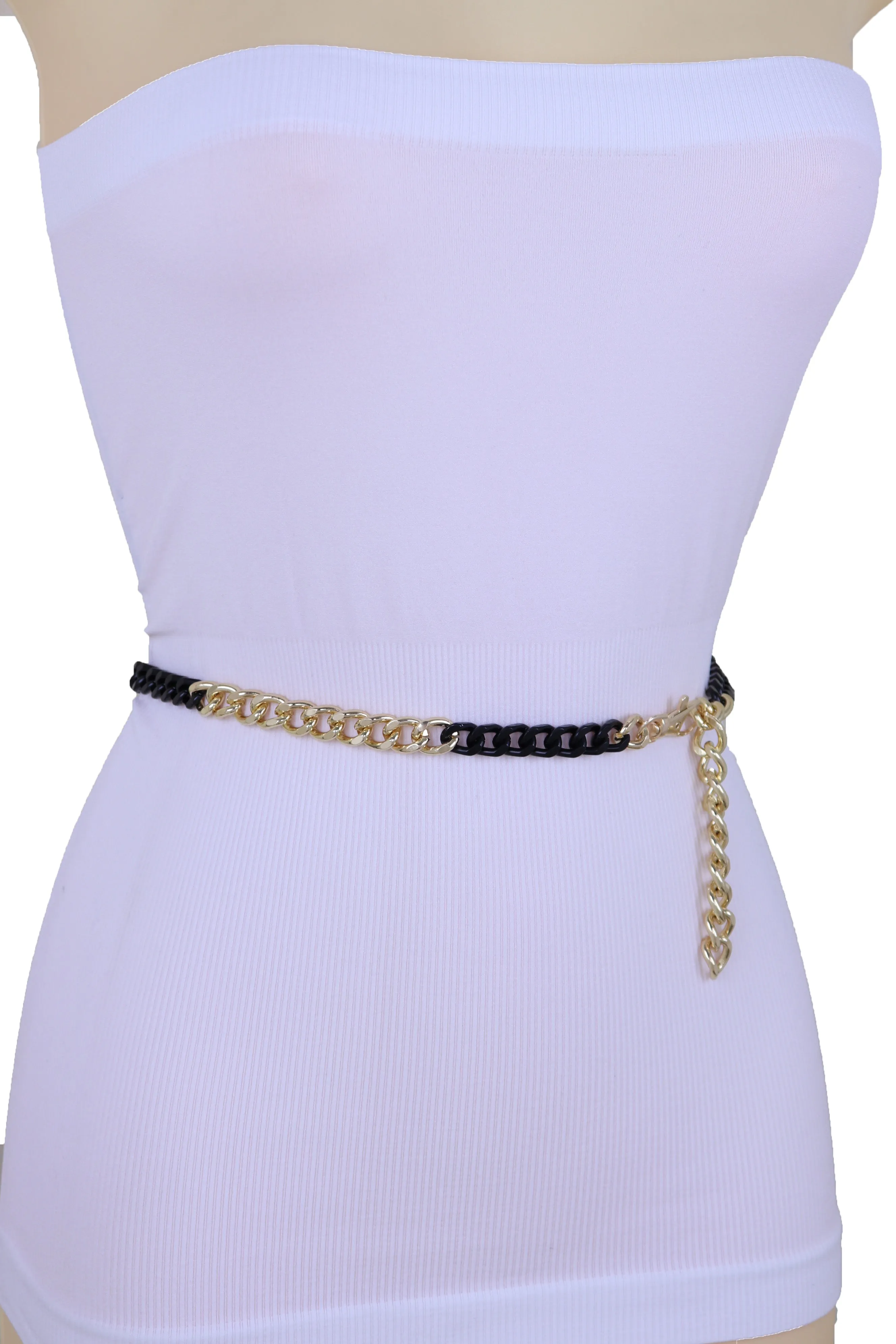 Two-Toned Skinny Metal Chain Link Belt