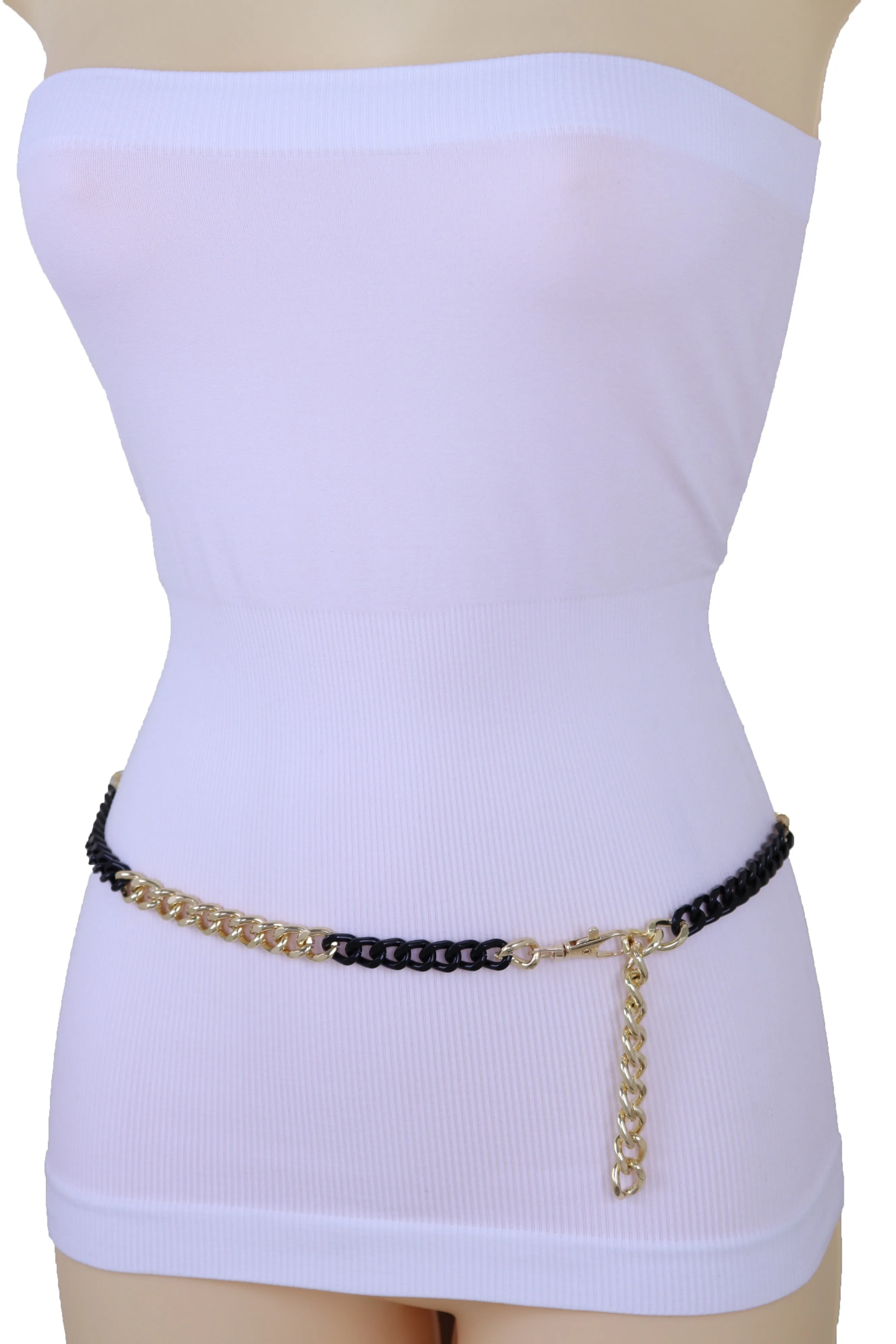 Two-Toned Skinny Metal Chain Link Belt