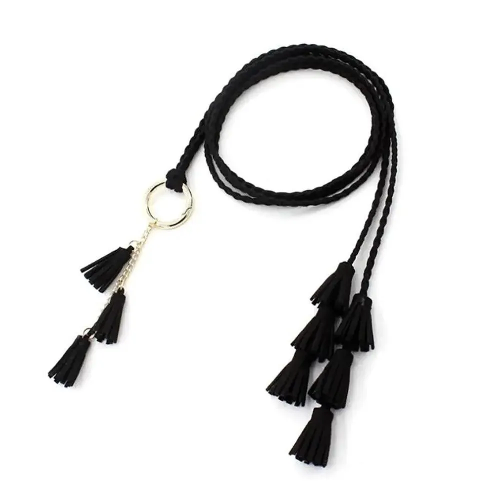 Unique Classic PU Leather Tie Strap Waist Belt For Women Modern Rope Style Design Ladies Waistbands
