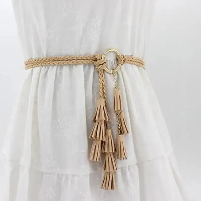 Unique Classic PU Leather Tie Strap Waist Belt For Women Modern Rope Style Design Ladies Waistbands