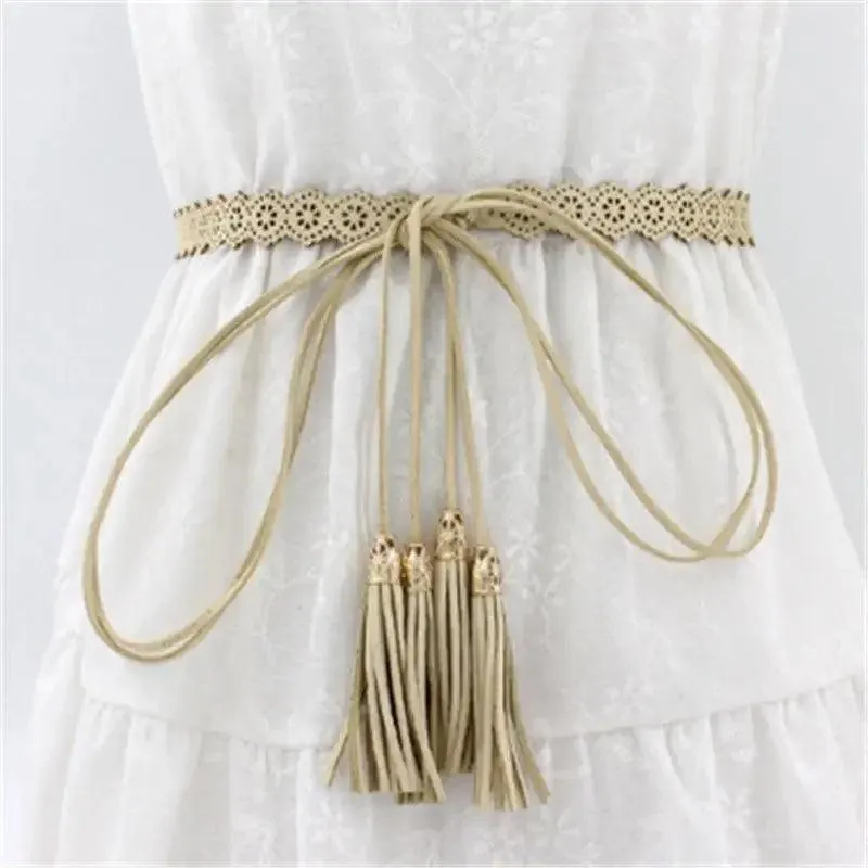 Unique Classic PU Leather Tie Strap Waist Belt For Women Modern Rope Style Design Ladies Waistbands