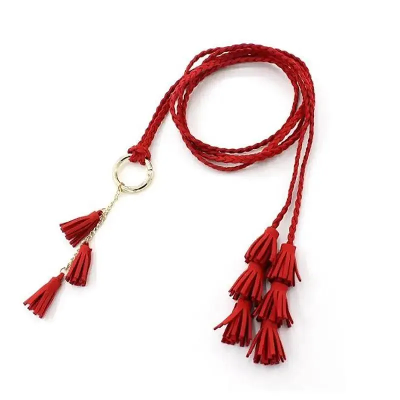 Unique Classic PU Leather Tie Strap Waist Belt For Women Modern Rope Style Design Ladies Waistbands