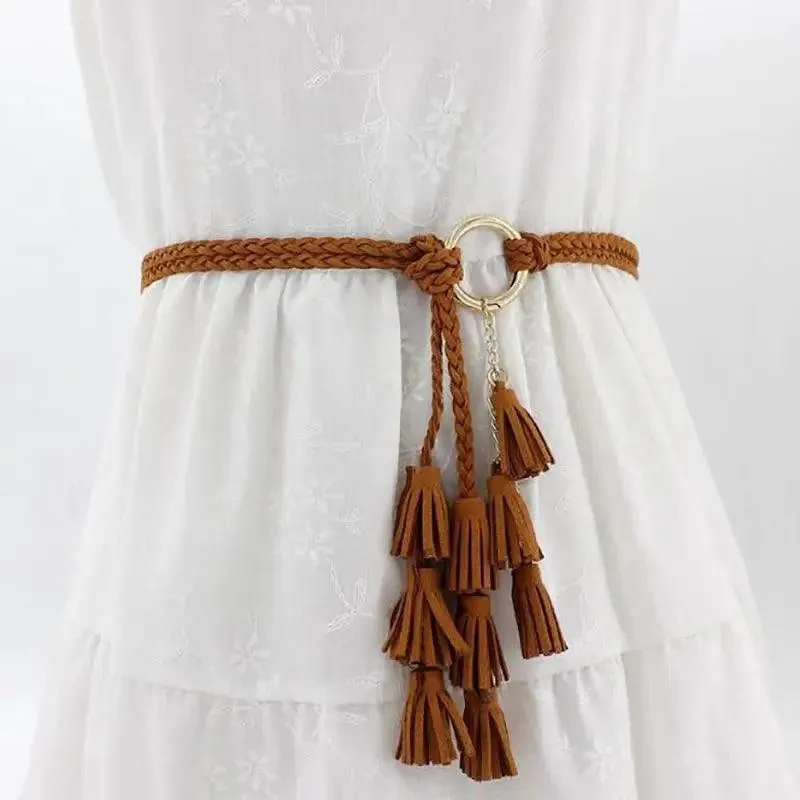 Unique Classic PU Leather Tie Strap Waist Belt For Women Modern Rope Style Design Ladies Waistbands