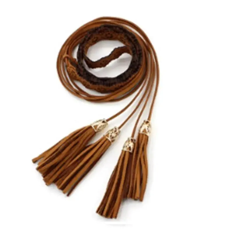 Unique Classic PU Leather Tie Strap Waist Belt For Women Modern Rope Style Design Ladies Waistbands