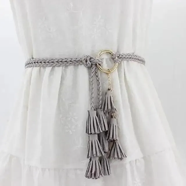 Unique Classic PU Leather Tie Strap Waist Belt For Women Modern Rope Style Design Ladies Waistbands