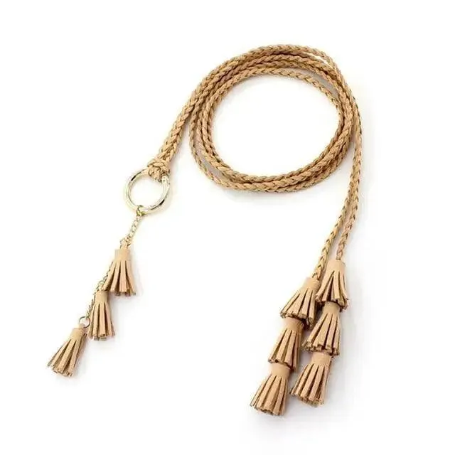 Unique Classic PU Leather Tie Strap Waist Belt For Women Modern Rope Style Design Ladies Waistbands