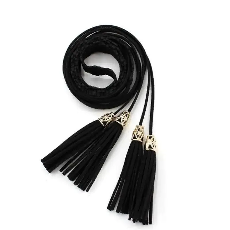 Unique Classic PU Leather Tie Strap Waist Belt For Women Modern Rope Style Design Ladies Waistbands