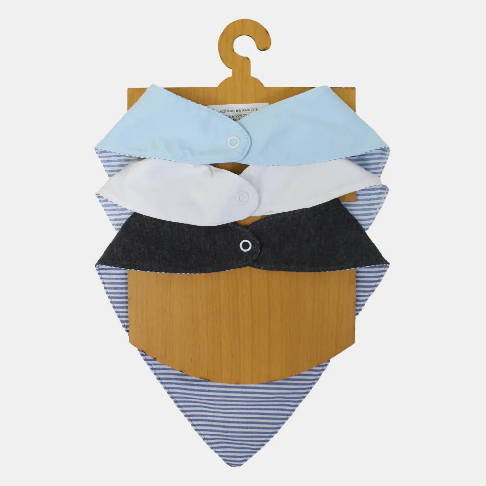 Unisex Baby Cotton Bib Set – "Mr. Rabbit" (Pack of 3, Scarf Style)