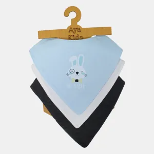 Unisex Baby Cotton Bib Set – "Mr. Rabbit" (Pack of 3, Scarf Style)