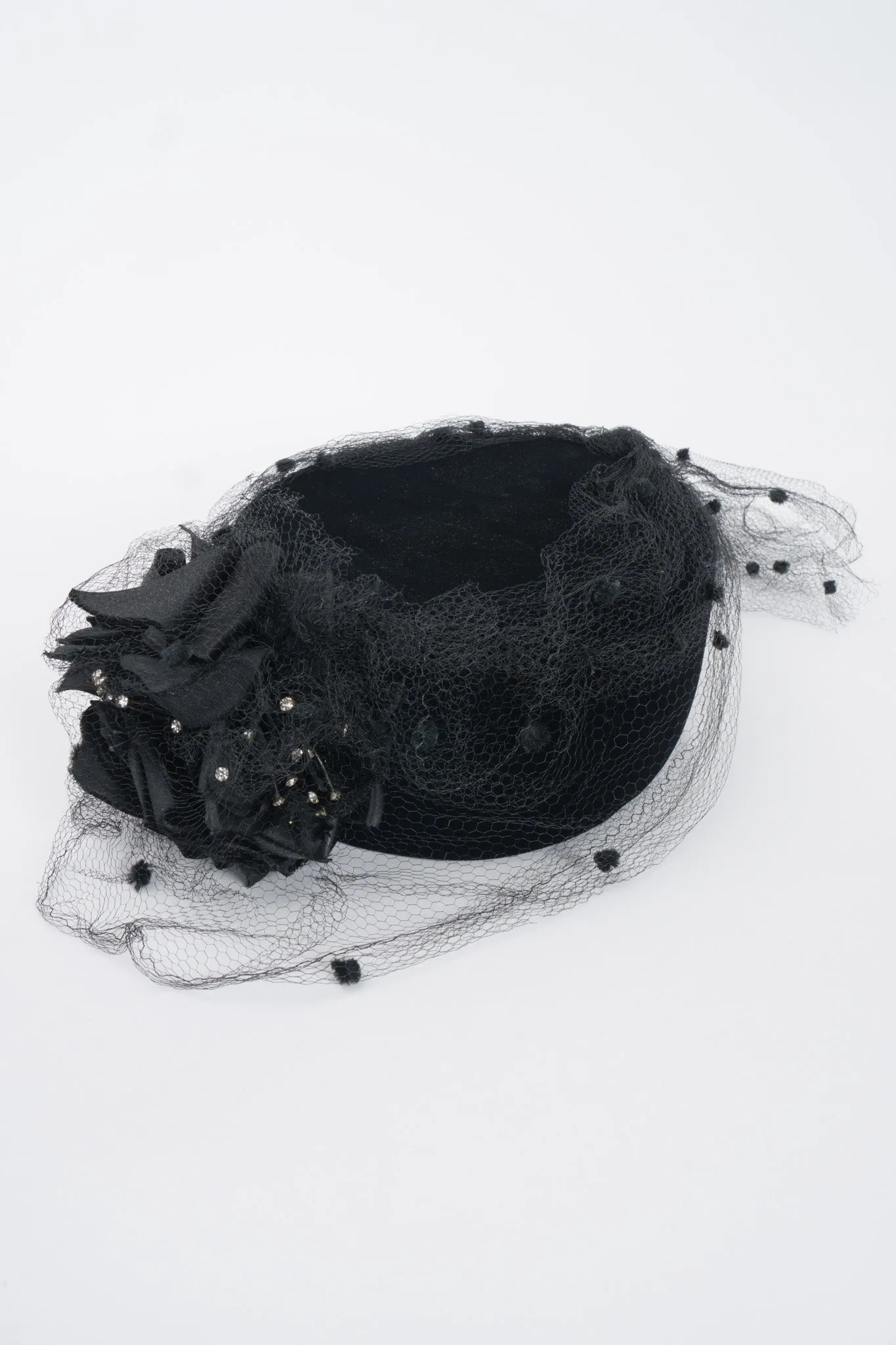 Velvet Net Pillbox Hat