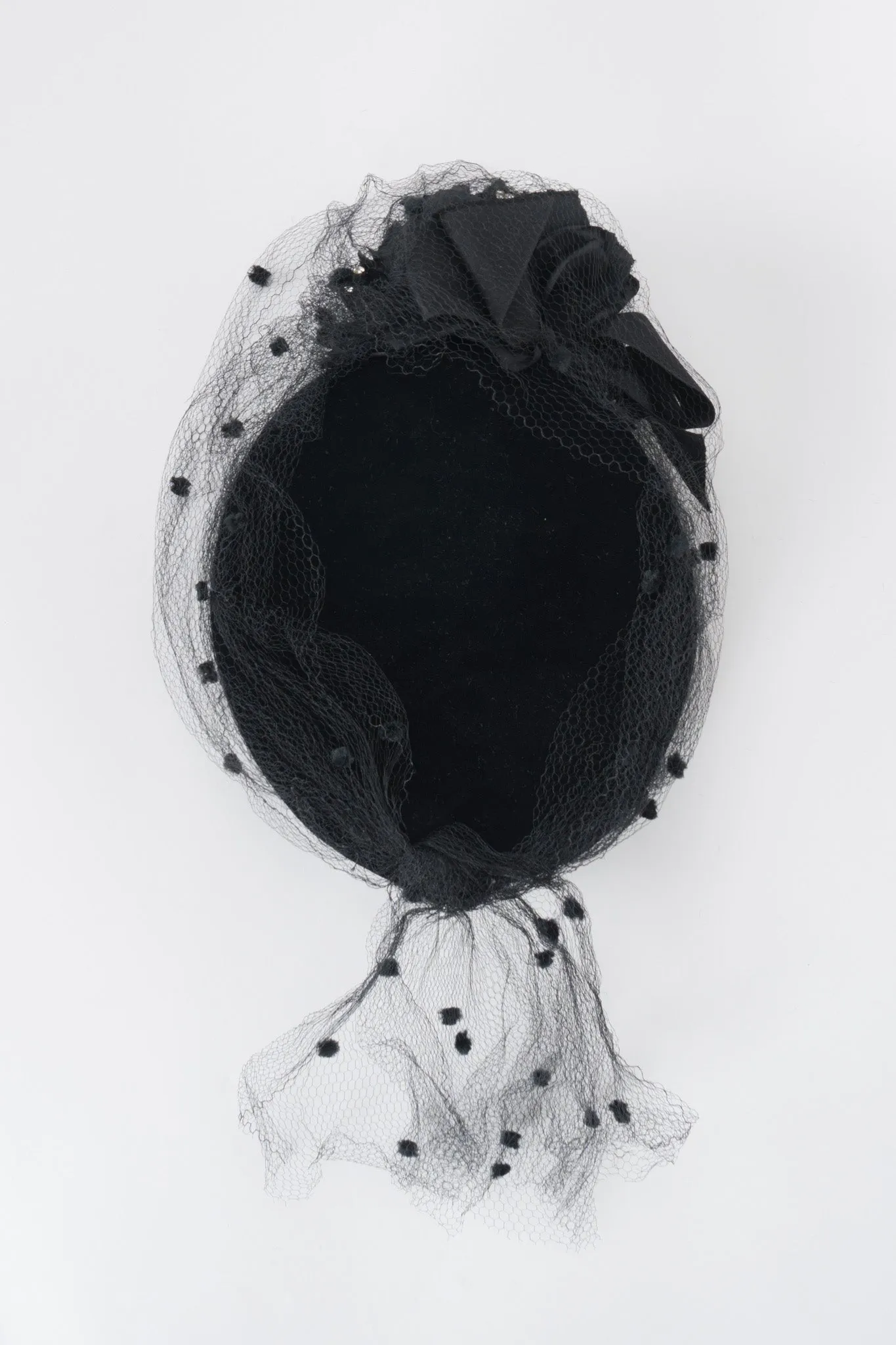 Velvet Net Pillbox Hat