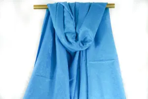 Vibrant Sky Blue Royal Paisley Pashmina Scarf Bohemian Shawl