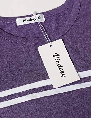 Vindery Women's Long Sleeve Workout Shirts, Cool Dri Sports Top Flattering Ladies Round Neck Running Shirt Cold Winter Exercise Activewear Purple L