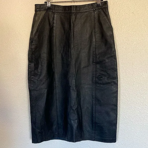 Vintage 90s Leather pencil‎ skirt