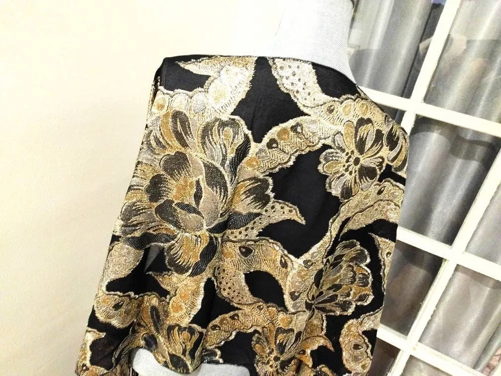 Vintage Holt Renfrew Designer Fringed Long Scarf – Black, Silver & Gold, Elegant Italian-Made Foulard, 70” x 20.5”, Timeless Statement Piece