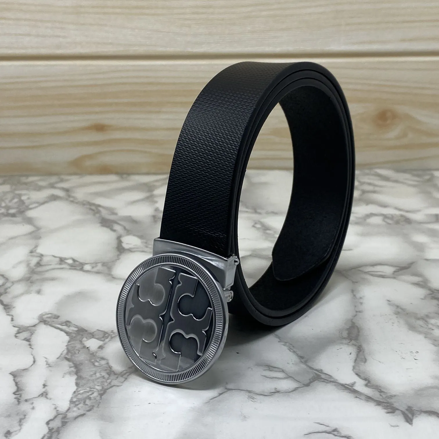 Vintage Round Buckle Belt With Leather Strap-UniqueandClassy
