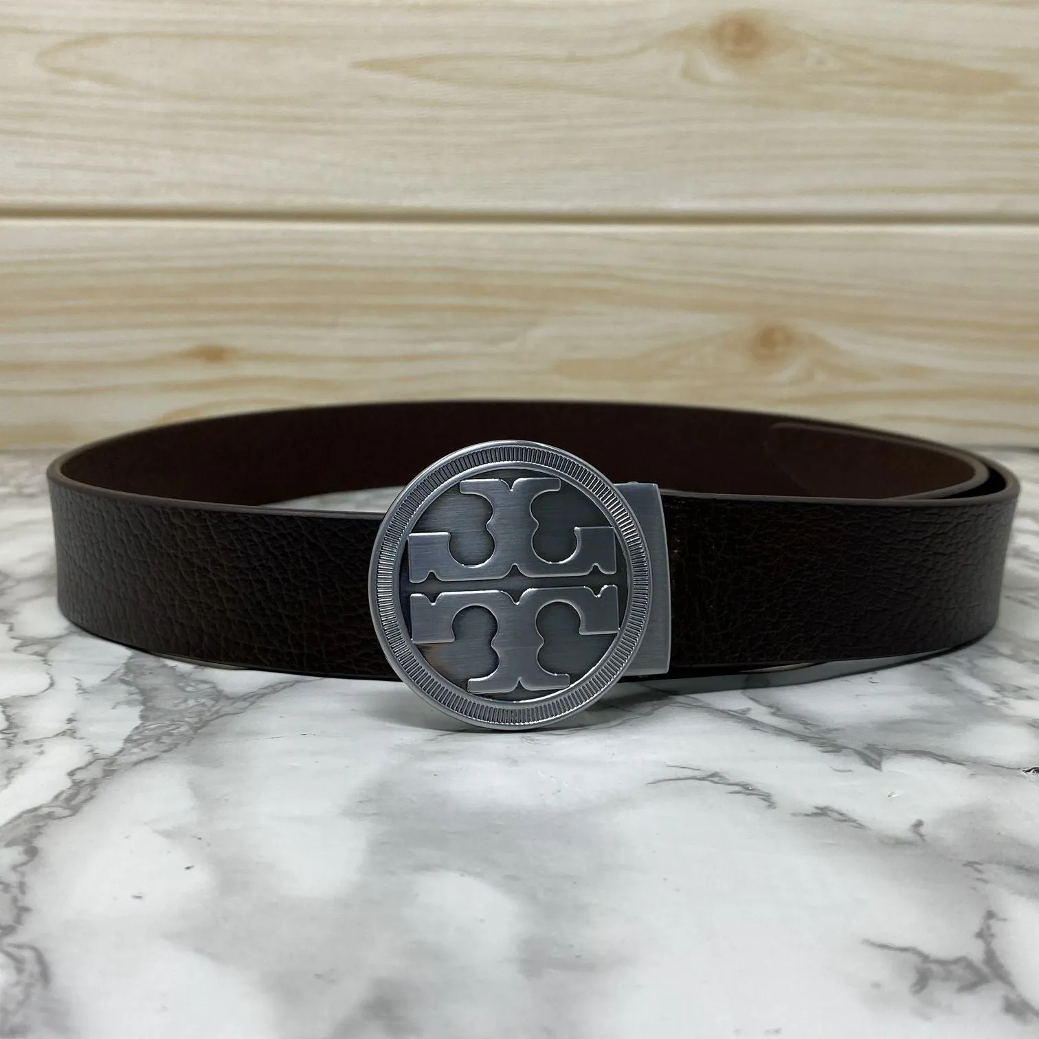Vintage Round Buckle Belt With Leather Strap-UniqueandClassy