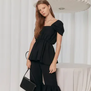 Voluminous Flared Gathered Seersucker Pants