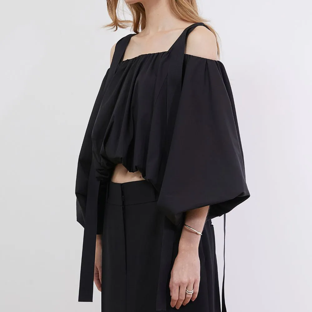 Voluminous Shape Cotton-Blend Top
