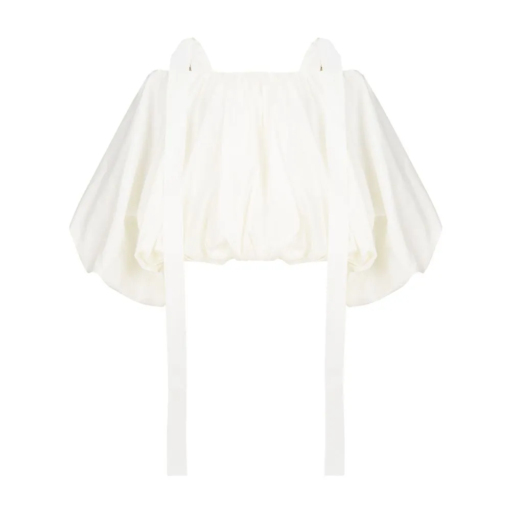 Voluminous Shape Cotton-Blend Top