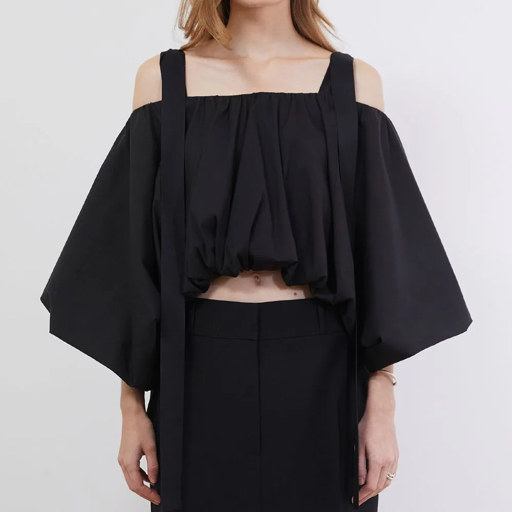 Voluminous Shape Cotton-Blend Top