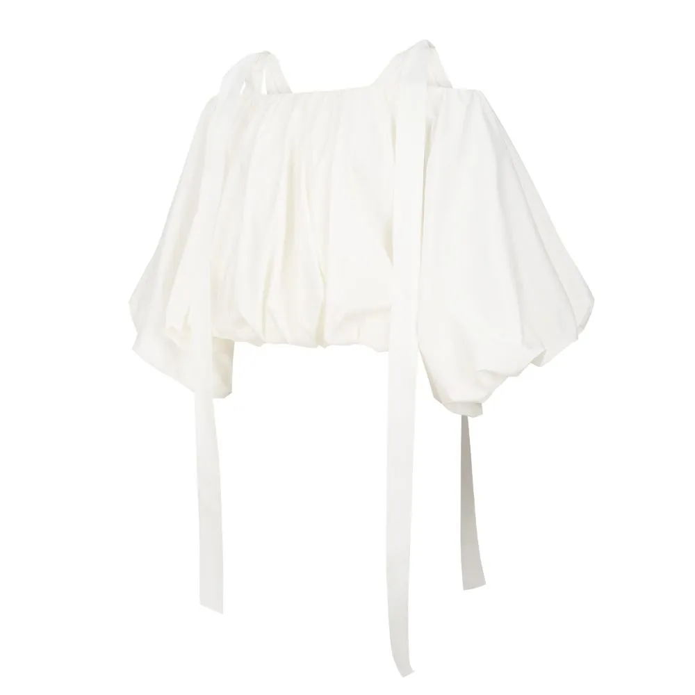 Voluminous Shape Cotton-Blend Top