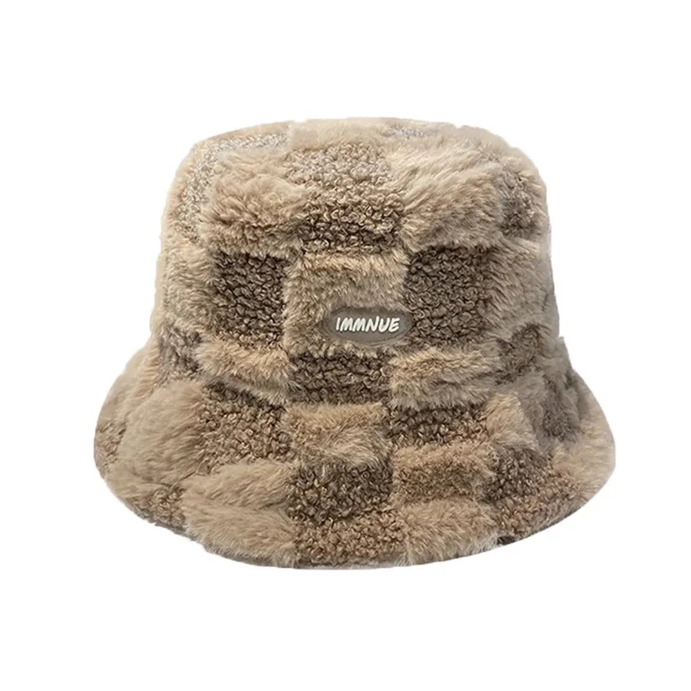 Warm Lamb Wool Bucket Hat - Fashionable Winter Fisherman Hat for Girls and Boys