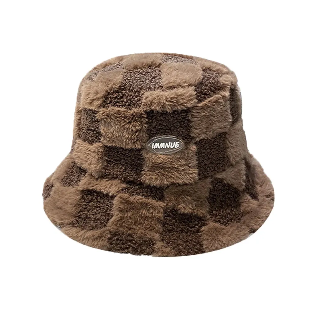 Warm Lamb Wool Bucket Hat - Fashionable Winter Fisherman Hat for Girls and Boys
