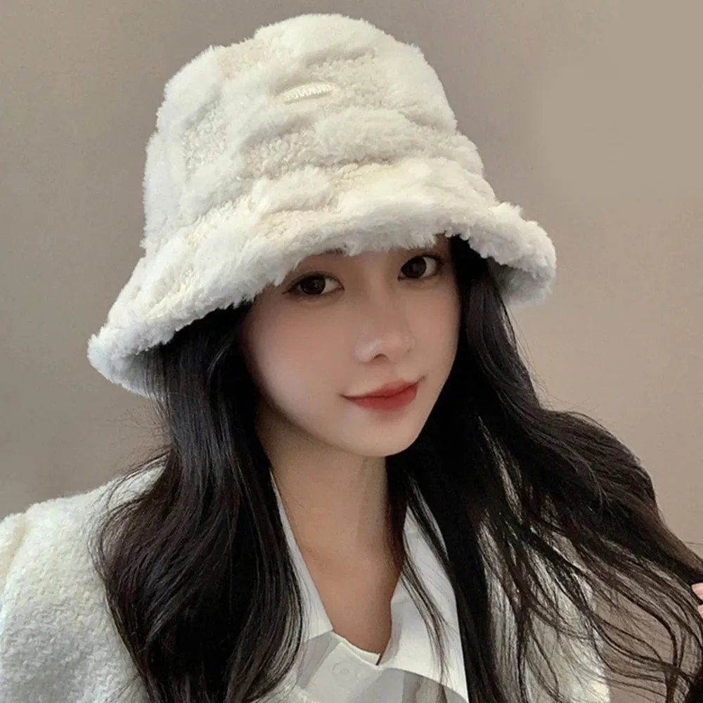 Warm Lamb Wool Bucket Hat - Fashionable Winter Fisherman Hat for Girls and Boys