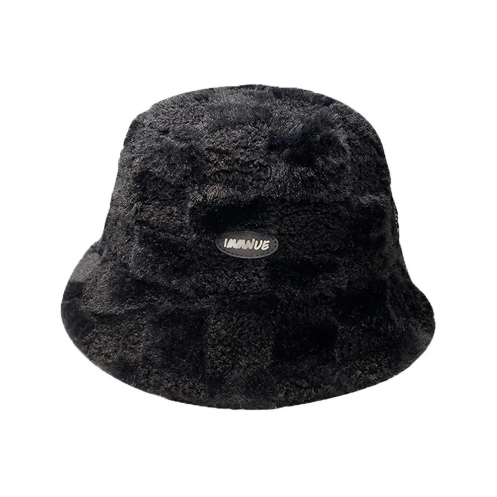 Warm Lamb Wool Bucket Hat - Fashionable Winter Fisherman Hat for Girls and Boys