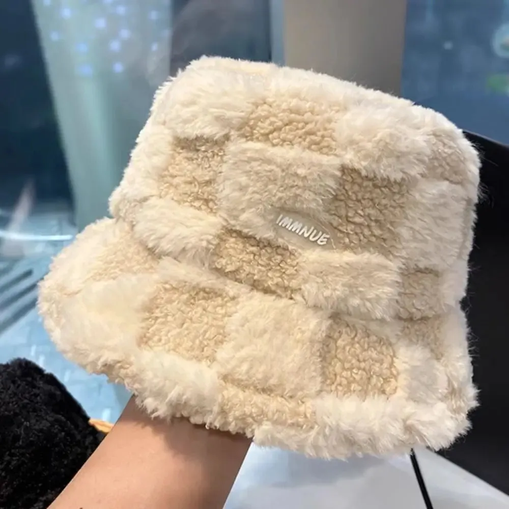 Warm Lamb Wool Bucket Hat - Fashionable Winter Fisherman Hat for Girls and Boys