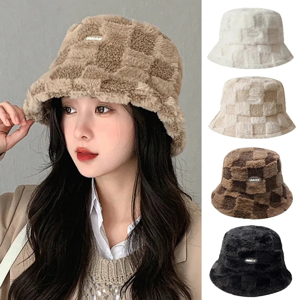 Warm Lamb Wool Bucket Hat - Fashionable Winter Fisherman Hat for Girls and Boys