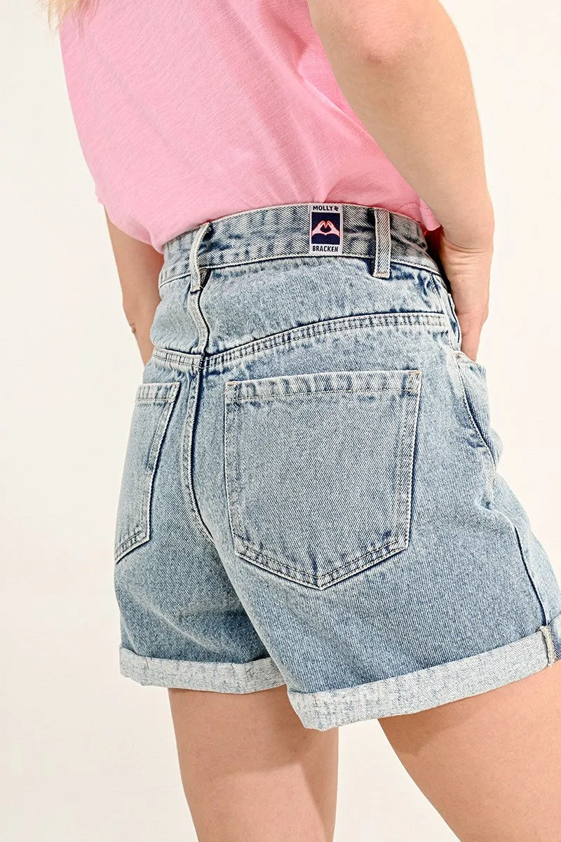 WASHED DENIM SHORTS