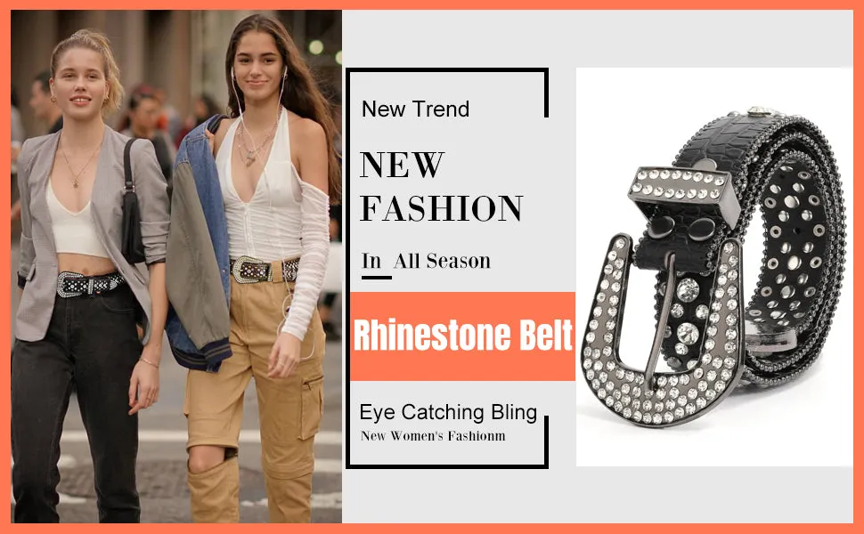 Western Cowgirl Rhinestone Belt for Jeans  Fashion Rhinestone Belt for Women Men  Ladies Bling Rhinestone Belt for Dress