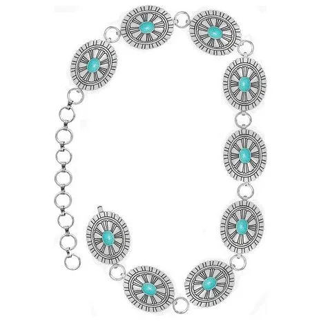 Western Gemstone Concho Flower Fashion Chain Belt