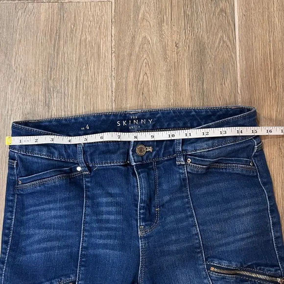 WHBM White House Black Market Jeans The Skinny Ankle Zippers Blue Trendy Moto