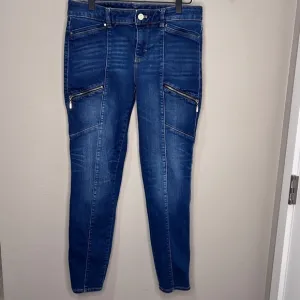 WHBM White House Black Market Jeans The Skinny Ankle Zippers Blue Trendy Moto