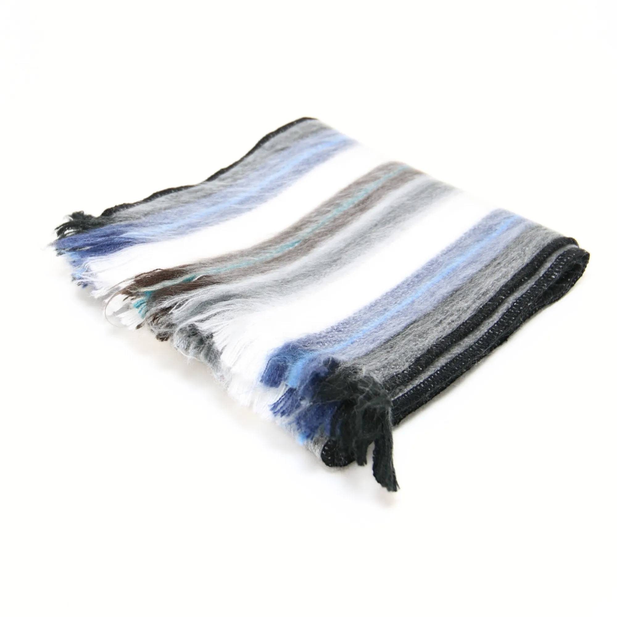White, Black and Light Blue Alpaca Traditional Scarf