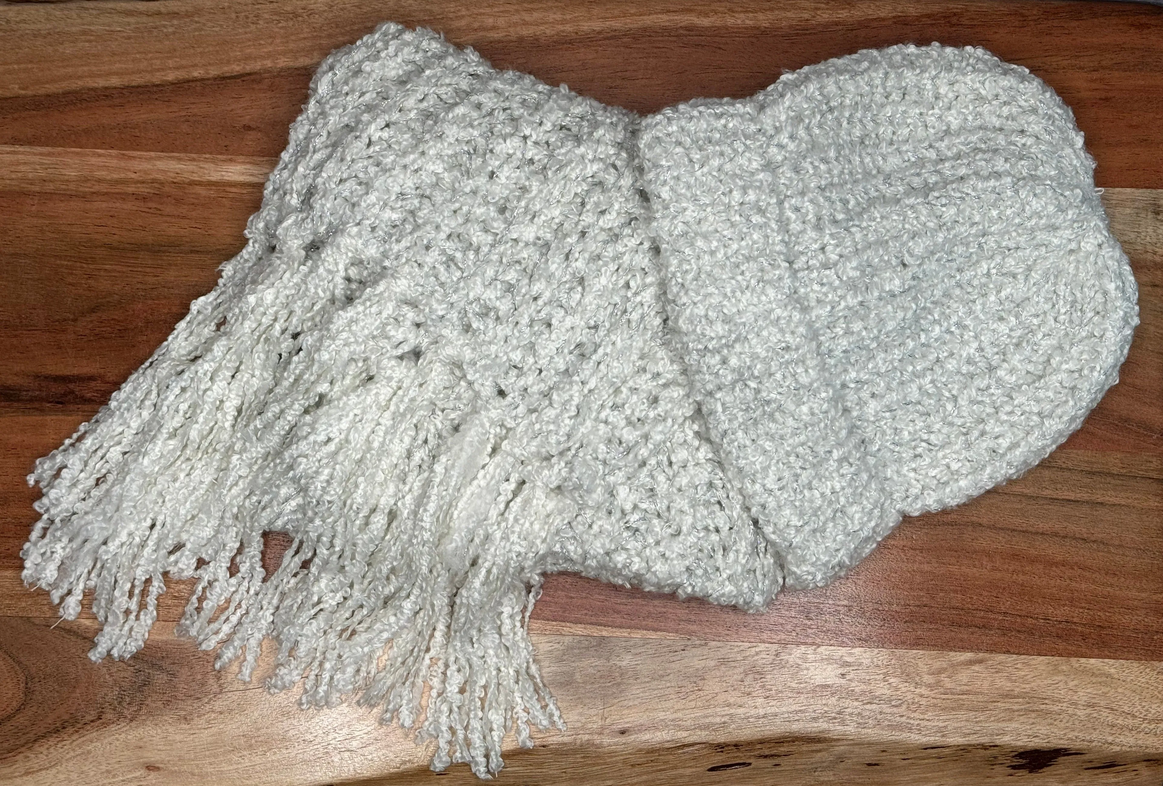 White Scarf and Hat Set