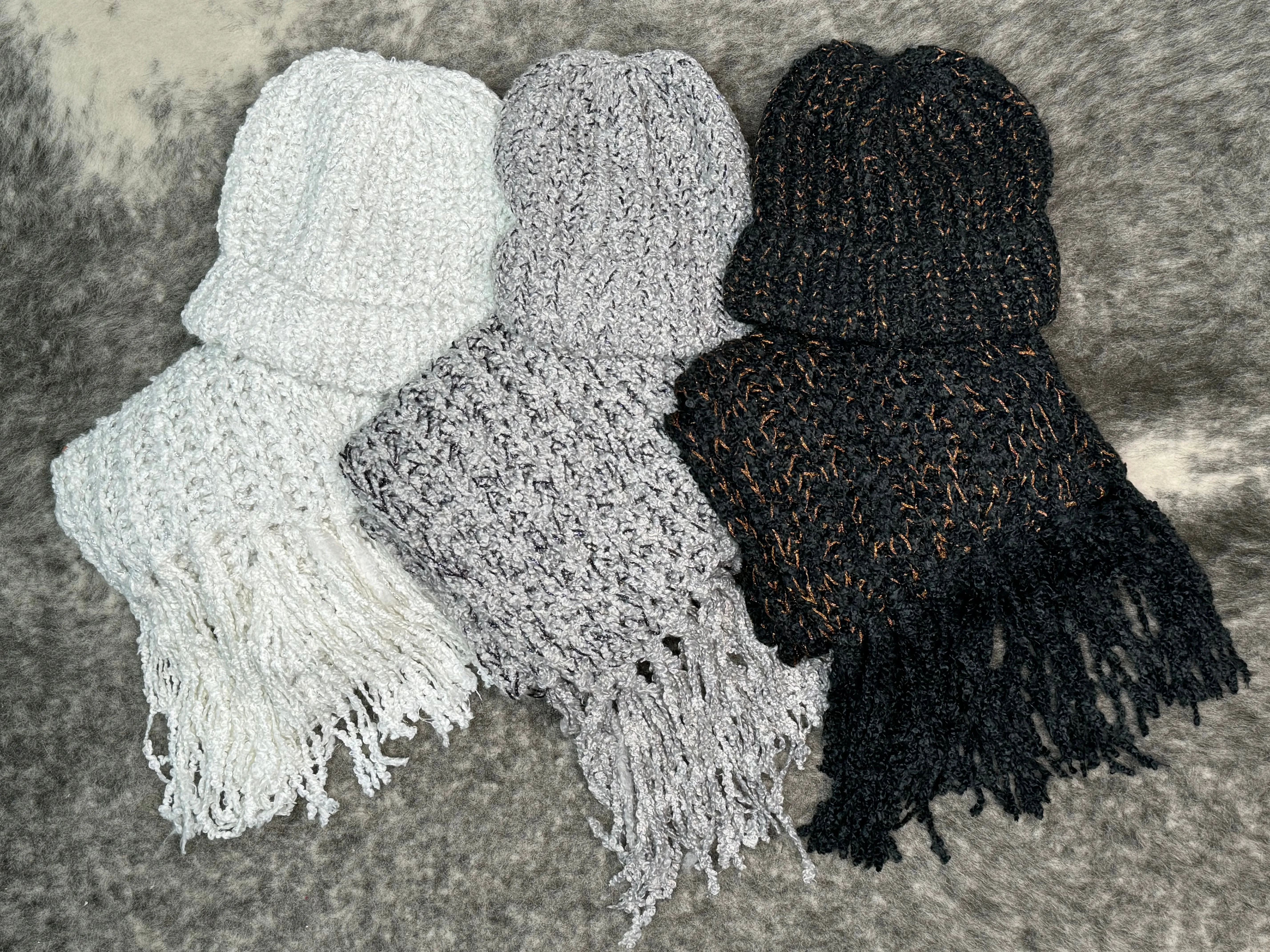 White Scarf and Hat Set
