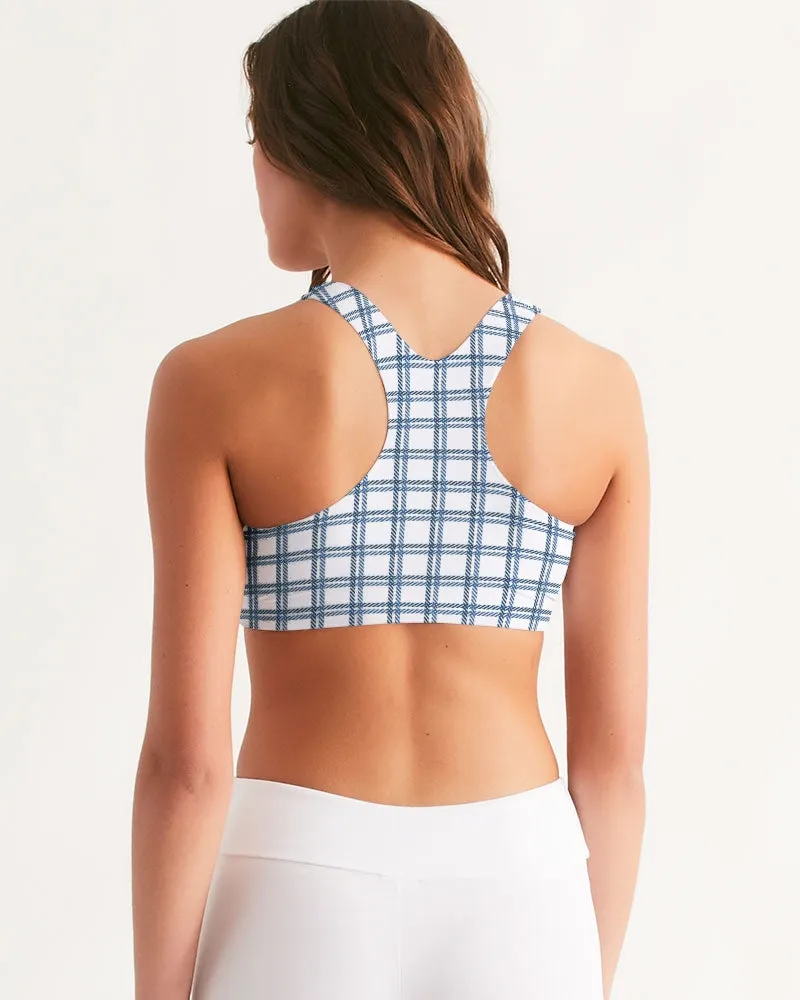White Windowpane Women's Seamless Sports Bra