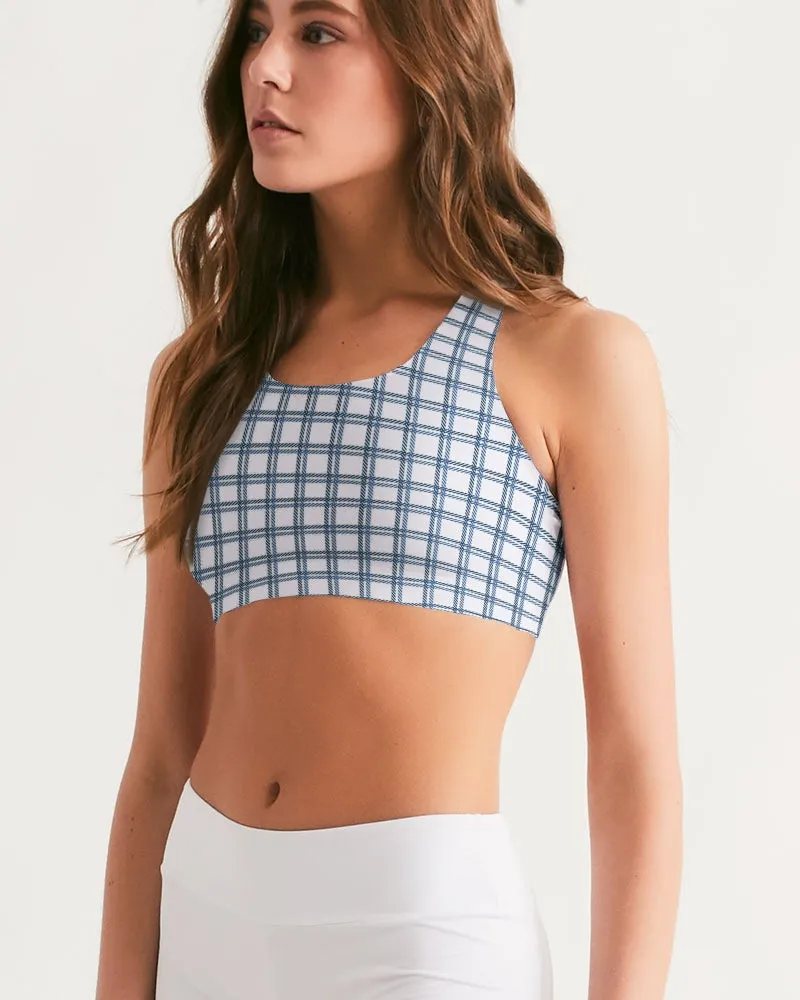 White Windowpane Women's Seamless Sports Bra