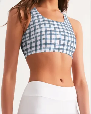 White Windowpane Women's Seamless Sports Bra