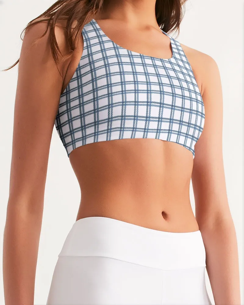 White Windowpane Women's Seamless Sports Bra