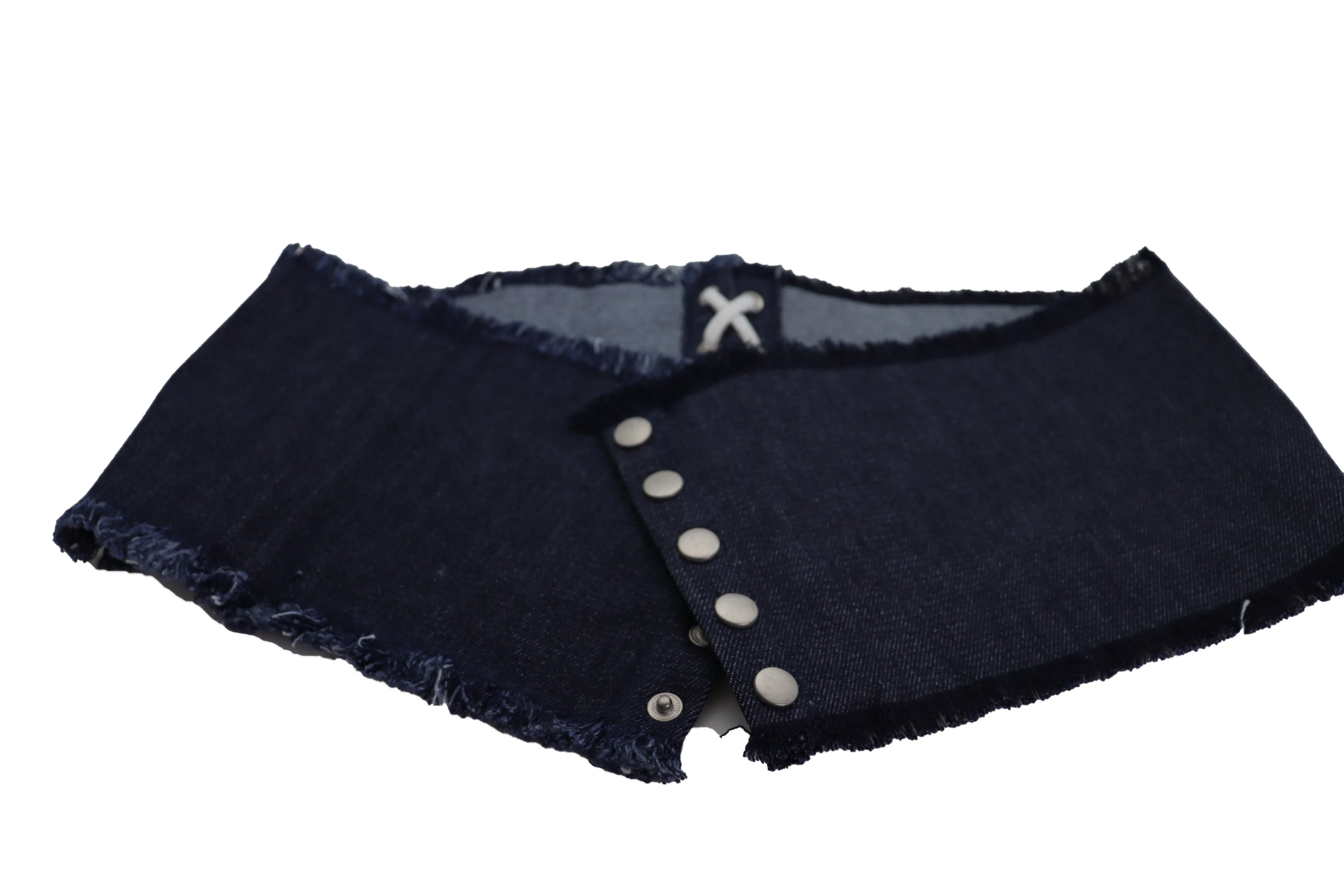 Wide Blue Denim Fabric Corset Fashion Belt Hip Waist Red Flower Size S M