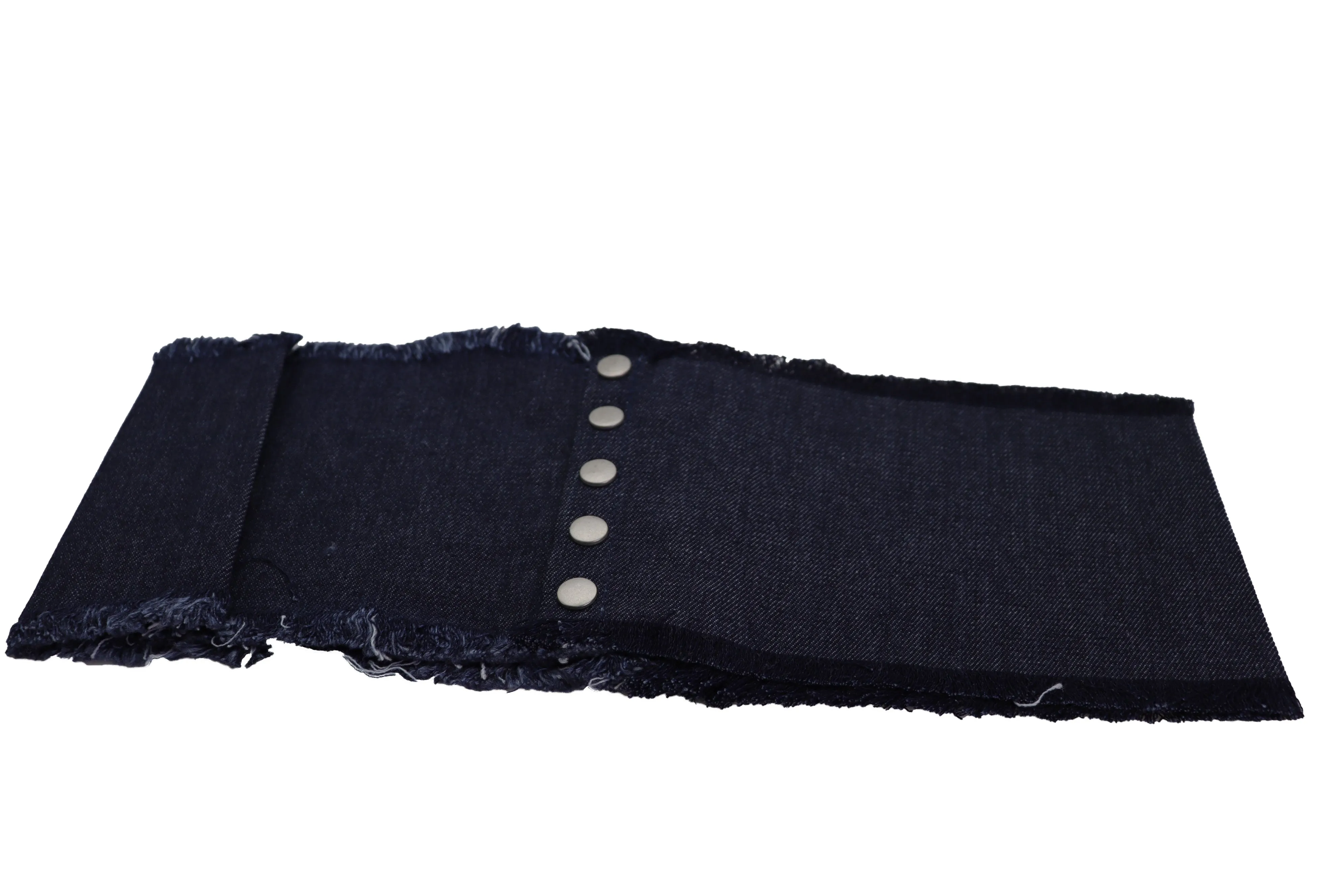 Wide Blue Denim Fabric Corset Fashion Belt Hip Waist Red Flower Size S M