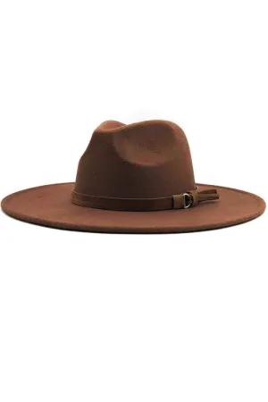 Wide Brim Classic Fedora Hat -Carmel Brown