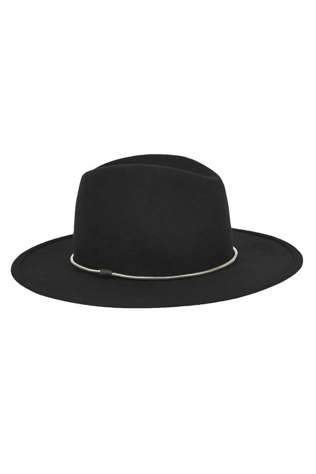 Wide Brim Fedora with Silver Chain