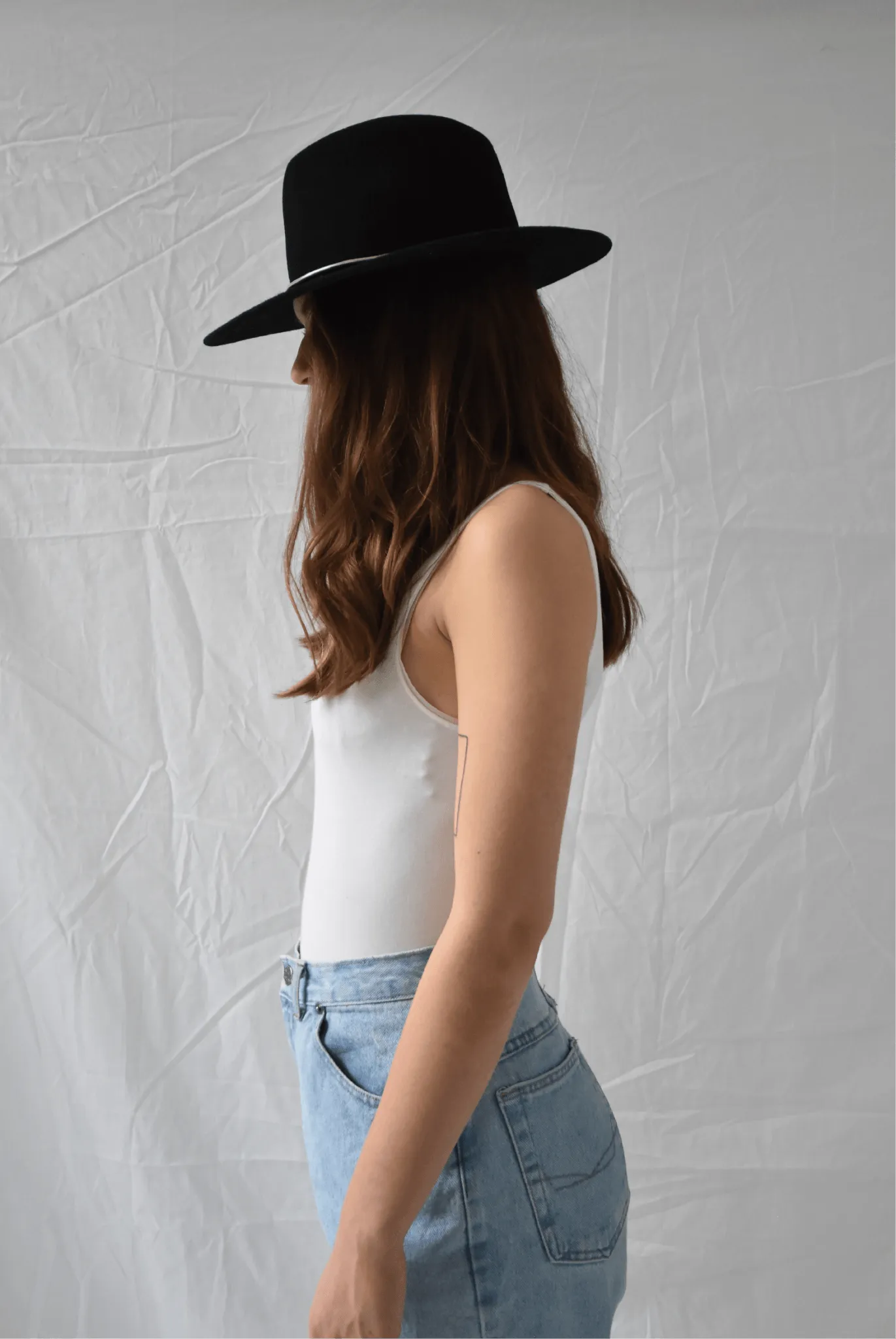 Wide Brim Fedora with Silver Chain